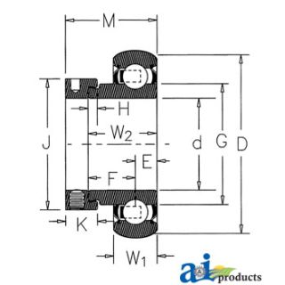 RA008RRB-I - Bearing, Ball; Spherical W/ Collar, Non-Relubricatable